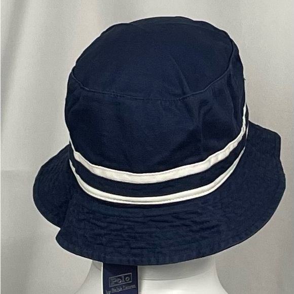 New Large/XL Polo Ralph Lauren Navy Blue White P Bucket Hat Cap - Picture 2 of 3